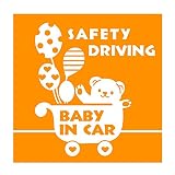 デザイン工房ＳＩＧＮＳ 車ステッカー Baby in car 8 綺麗にはがせる 車 ステッカー 熊 風船 ベビーカー オレンジ