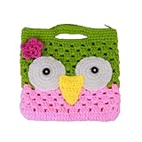 (ビグッド)Bigood ニットバッグ ハンドバッグ バック 鞄 手提げ 女の子 ベビー子供用 可愛いふくろう 花付き グリーンとピンク【並行輸入品】