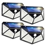 100LED ソーラーライト×4個組 ソーラー人感ライト ソーラーパネル搭載 超明るい ソーラー充電 省エネ 3つモード 自動点灯 自動消灯
