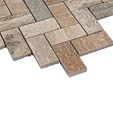 maykke 12 " x 12 " Sadieモザイク壁と床タイル、10 Sq Ft、トラバーチン大理石( 10個パック) yoa1050101