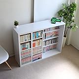 スライド書棚 本棚 ダブル スライド 書棚 コミック収納 コミック 収納 漫画 マンガ ブックシェル ワイド幅120 ＣＤ収納 ＤＶＤ収納 ホワイト TCP326WH