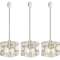 ガラスのペンダント照明　 HED1245E 3個セット (LED電球2個付き！) Amazon.co.jp : 億兆堂 3灯ガラスキューブ ペンダントライト