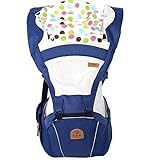 赤ちゃん抱っこひも_ベビーキャリアバックパック多機能スリング通気性フード付き_Four Season Blue_waist:70-108cm