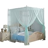 royal-ヨーロピアンスタイルスクエアトップMosquito Net three-door暗号化Thickeningホームダブルベッドプリンセススタイルグリーン 1.8m (6 Feet) Bed
