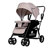 (Newox) 二人乗りベビーカー ベビーカー 2人乗り 双子ベビーカー リクライニング機能付き 7歳まで利用可能 (グレー)