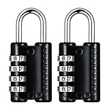 Qtuo ダイヤル南京錠 【２個セット】 セキュリティ 丈夫・安全 荷物 スーツケース 事務所 防犯用 番号式ロック ブラック