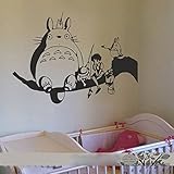Totoro and friends Vinyl Wall Art Decal Nursery Wall Sticker Chibi Totoro Wall Decal(22"h x35"w, Tea