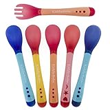 KiddieBobs Best Baby Spoons Set - Soft Tip Heat-Sensing FDA Approved Teether - Multi-color Perfect B