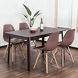 イームズダイニング5点セット 体に馴染むイームズチェア(木脚 DSW) 4人用 デザイナーズ(チャールズ・レイ・イームズ) 落ち着きあるブラウンテーブル 130×80cm お洒落な食卓セット (ブラウン色)