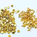 KUKU工房 片面カシメ 100組セット レザークラフト材料 (頭6mm 足6mm, ゴールド)