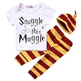 Baby Boys Girls Snuggleマグルこの半袖TシャツとストライプパンツOutfit with Hat