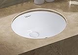 Whitehausコレクションwhu71003 Isabella Plusコレクション18インチ楕円形アンダーマウントBasinオーバーフローと背面センターDrain ,ホワイト