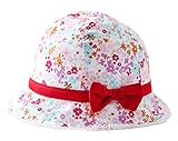 (トヨベイ)Toyobuy 可愛い 子供用 プリント 花柄 サファリハット 女の子 赤ちゃん コットンキャップ キッズサンバイザー リボン付き カジュアル 春 夏 秋 日よけ 52cm