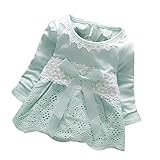 MIOIM 子供ドレス ベビー キッズ 女児 ワンピース キャンディー色 透かし雕り レース柄 パーティードレス 発表会 入園式 七五三 花嫁介添人 長袖 お嬢様 フォーマル リポン飾り 1~3歳
