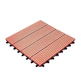 ウッドパネル ウッドタイル ウッドデッキ 人工木【タイプB】【ナチュラルレッド】樹脂 ベランダタイル ジョイントパネル 木製タイル (27枚セット)