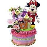 出産祝い おむつケーキ 女の子 ディズニー ミニーマウス 内祝 誕生プレゼント ダイパーケーキ パンパース(S)