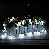 Fuloon　10M 80灯 はすの花庭園ガーデンライト　ロープライト　太陽光パネル搭載 太陽発電 自動点灯　イルミネーション「6色選べる」　クリスマス、パーティー、結婚式 (昼白色)