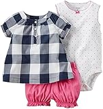 Carter's (カーターズ) 半袖 チェックシャツ ロンパース ショートパンツ 3点セット (ネイビー) 3-Piece Bodysuit & Diaper Cover Set (Navy) (6