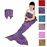 DDMY Mermaid Tail Blanket For Kids Teens Adult Handmade Wave Mermaid Blankets Crochet Knitting Blank