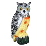カラスよけフクロウ　首振りフクロウ　カラス専用退治器 　防鳥防獣対策　 鳥 　野良猫　犬 　ネズミ　駆除　糞　退治 　鳥獣害用品　庭園　お芝庭、花壇、ベランダ　PE製　選べる3色（レッド）