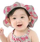 【Anjelly】ベビー キッズ 帽子 幼児用 つば付き ハット かわいい 洋ナシ柄 日差し対策 日よけに (グレー×ローズ)