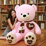 AMIRA TOYS ぬいぐるみ 大きい くま テディベア クマ teddy bear big size ぬいぐるみ マフラー付き 可愛い熊 縫い包み くまのぬいぐるみ プレゼント (ピンク, 120cm)