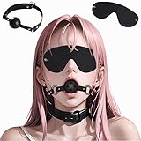 SM 拘束具 女性 アイマスク 口枷 ボールギャグ SMグッズ 2点セット目隠し 玉口枷 穴開き SMプレイ 夫婦 初心者 コスプレ 大人のおもちゃ カップル向け 収納袋付き