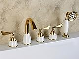 Bakala ®モダンゴールドBathtub Faucet 5個3ハンドルコールドとホットシャワーミキサー真鍮バスルーム蛇口セット H705-1