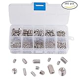 INCREWAY 360Pcsアレンヘッドソケット六角Grub Screwセット詰め合わせキット内部六角ドライブとカップポイント、304ステンレススチール、メトリック(m3/4/5/6/8)
