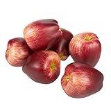 6-piece Fake Fruit Apples – 人工フルーツプラスチックDeep Red Apples Still Life絵画、ショーウィンドウ装飾、キッチンの装飾、赤と緑 – 2.7 X 