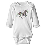 Kamifa カミファ 虹ユニコーン イラスト 長袖ボディースーツ ベビー服 おくるみ 新生児 フィットオール White 12 Months