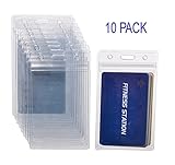 KEYLION 10 Heavy Duty ID Card Badge Holder Clear Vertical Vinyl PVC with Waterproof Type Resealable 