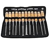 FixtureDisplays Wood Carving Chiselセット、Professional Wood Carvingツール、12ピースwith Carrying Case 16970-np