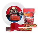Zak 。Designs " Cars " Mealtime Set Includesボウル、タンブラーカップ、フォークとスプーンfeaturing Lightning McQueen & Mater