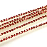 DR018 紅 ダイヤレーン 石２mm 長さ1m ラインストーン チェーン ハンドメイド素材