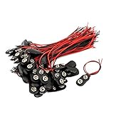DealMux 60個15センチメートルワイヤーの長さ黒プラスチック9VバッテリークリップバックルT型コネクタ