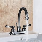 鉛フリーオイルはブロンズ8 "バスルームシンク蛇口2ハンドル3穴高円弧4インチセンターセットBathtub Faucet with Pop Up Drain、調節可能な蛇口ボディ