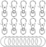 ナスカン 二重リング キーホルダー 回転フック スナップフック 手作り 手芸用品 ハンドメイド金具 レバーナスカン ワンタッチキーホルダー パーツ DIY用 アクセサリーナスカン (シルバー30個35mmナスカン＋30個28mmキーリング)