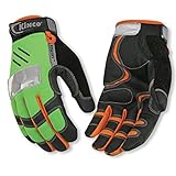 Kinco 2041HV Hi-visibility General Synthetic Men's Leather Gloves with Spandex Back, Work, Green/Ora