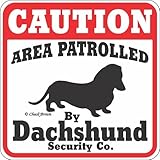 CAUTION AREA PATROLLED By Dachshund Security Co. サインボード：ダックスフンド [並行輸入品]