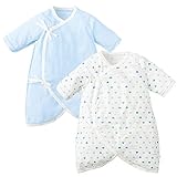 長袖コンビ肌着２枚組　くまくま　サックス