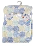 "First Steps" Luxury Soft Fleece Baby Blanket in Blue Spots Design 75 x 100cm for Babies from Newbor
