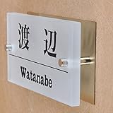 ガラス表札 すりガラス 銅板付き 150x80x10mm (シンプル１)
