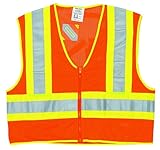 MCR Safety WCCL2OM Class 2 Polyester Mesh Safety Vest with 3M Scotchlite 4-1/2-Inch Yellow/Silver Re