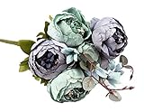 Arbeflo 造花 牡丹 ボタン 花束 8本セ ット パーティー用 飾り 装飾花 インテリア ローマンチック ギフト 結婚式 (ブルー)