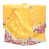 着物ひととき 七五三 3歳 女の子 着物 黄 花 蝶 ii3254a05 中古