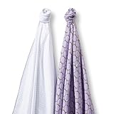 SwaddleDesigns SwaddleDuo Set of 2 Swaddling Blankets Cotton Muslin + Premium Cotton Flannel Mocha M