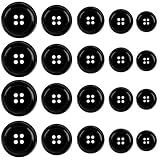 BIUTEFOR ボタン 黒 4穴 直径15mm/18mm/20mm/23mm/25mm(5サイズ各4個) 衣類の縫製やDIY用