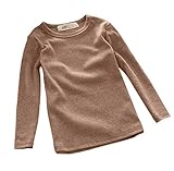 Plus Nao(プラスナオ) 長袖カットソー Tシャツ ロンT トップス 子供服 キッズ KIDS シンプル 無地 定番 ベーシック ラウンドネック クルー 130cm ブラウン