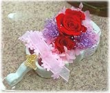 プリザーブドフラワー 【楽器】チェロの陶器にアレンジ：レッド【クリアケース付】 長持ちする花クロスリースタイル